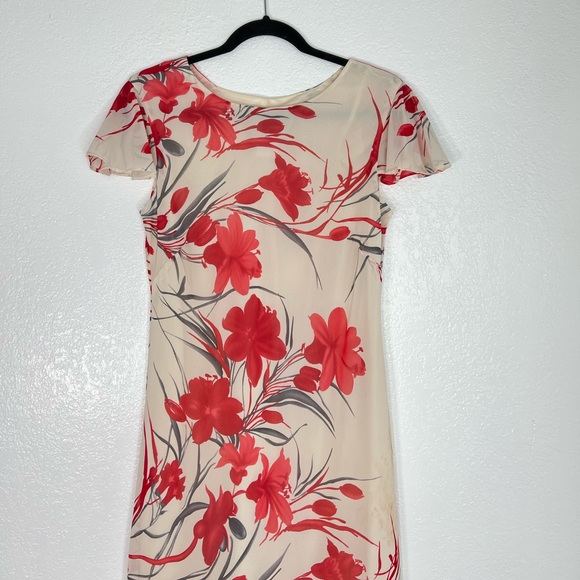 Vintage Mary McFadden floral maxi cream dress 10 - Picture 2 of 9